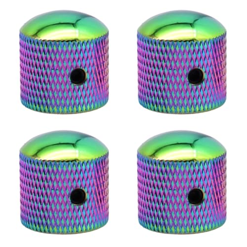 XIYANGJUAN 4Pcs Metal Guitar Knobs Rainbow Chameleon Volume Tone Control Knob Dome Knobs with Allen Keys Screws for Fender Telecaster Gibson Les Paul Electric Guitar Bass(Dazzling Color)