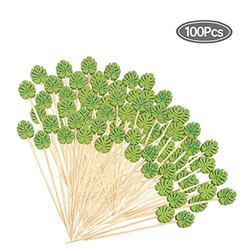 NIDONE Cocktail sticks Houten voorgerecht halen wegwerp groen blad tandenstoker voor feestbalk 100 stks - Afbeelding 4
