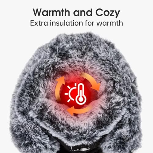 HOBIBEAR Schneestiefel für Frauen Wasserdichte Wanderstiefel für Damen Winterstiefel Warm(EU 38,Ganz schwarz)
