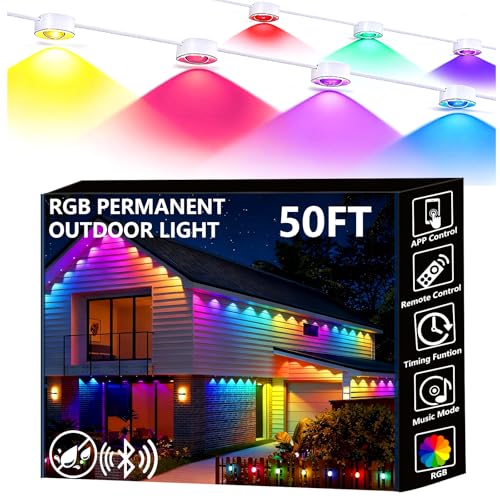 Sunwuko Permanent Outdoor Lights, 50ft Smart Eave...