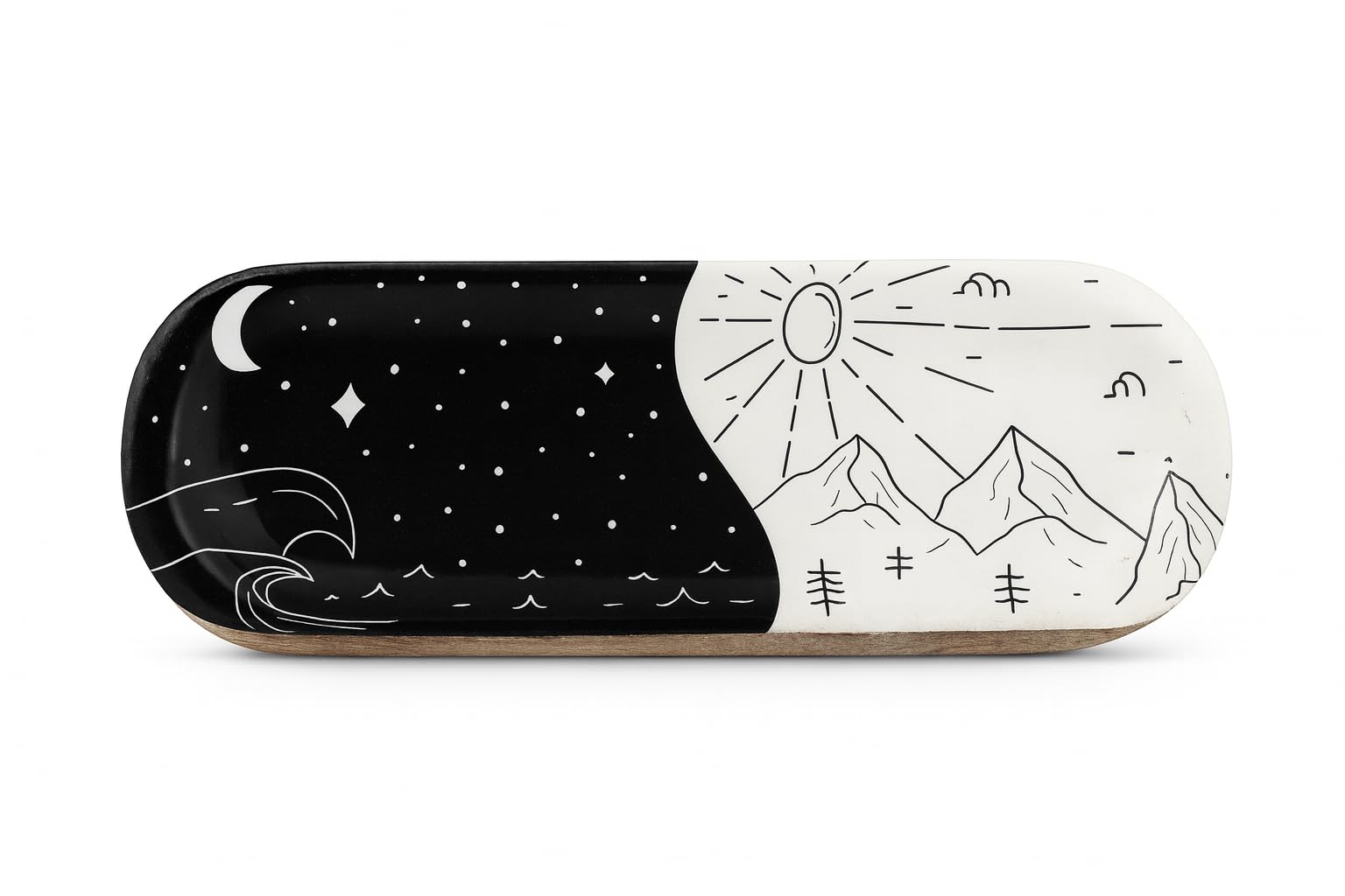 TOSQP27 Handmade Wooden Incense Holder for Sticks Handcrafted Ash Catcher for Meditation, Yoga & Home Fragrance | Decorative Wooden Incense Burner Gift for Adults (Black & White Galaxy Design)