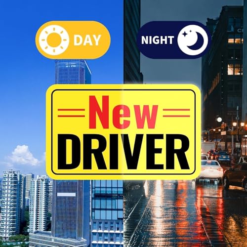 Image of 2 Pack Student Driver Magnet & New Driver Car Magnet - Removable Reflective Stickers No Residue, Automotive Safety Stickers, Magnetic Decal (Red /Black-New)