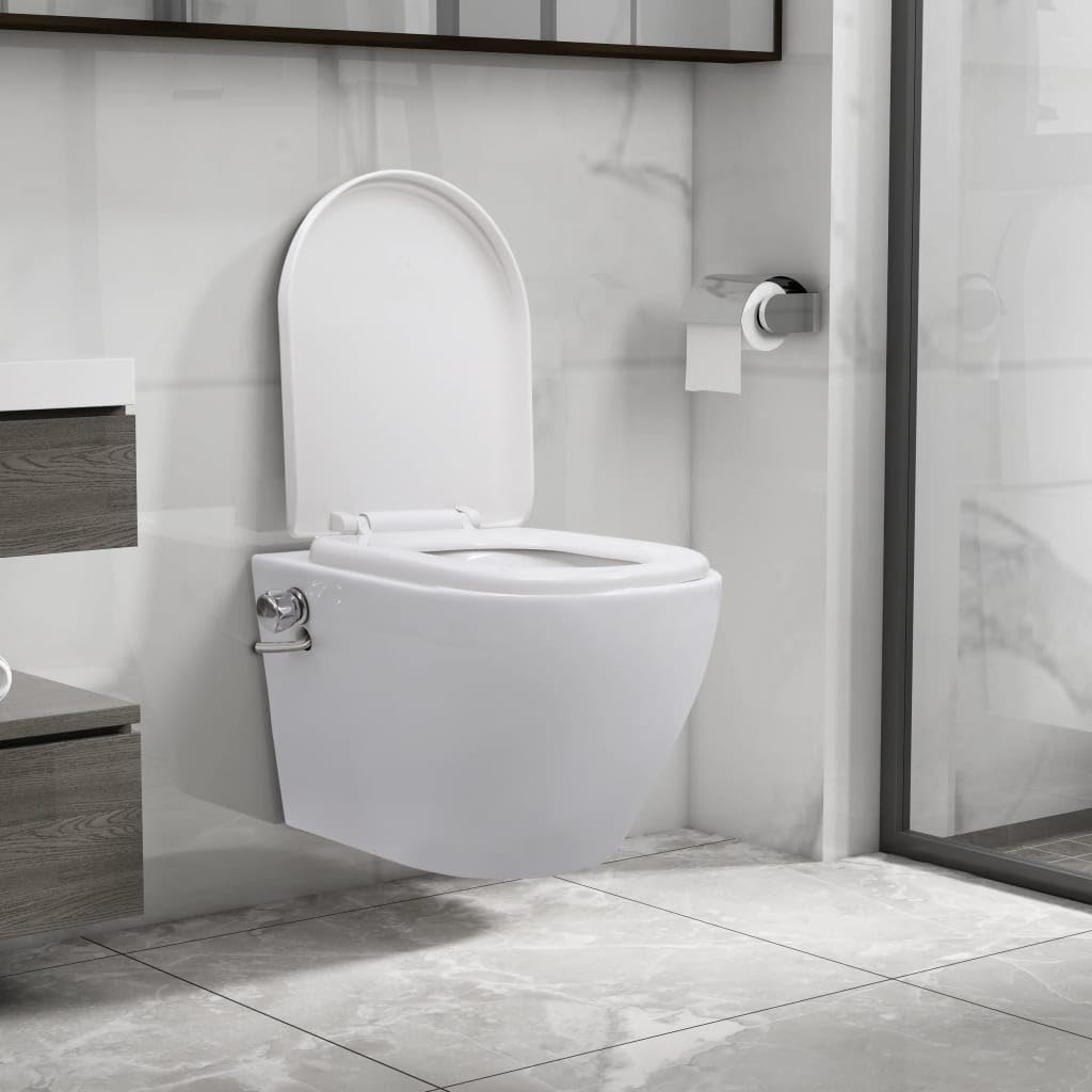 vidaXL Toilette Senza Bordo Sospesa con Funzione Bidet Ceramica Bianca