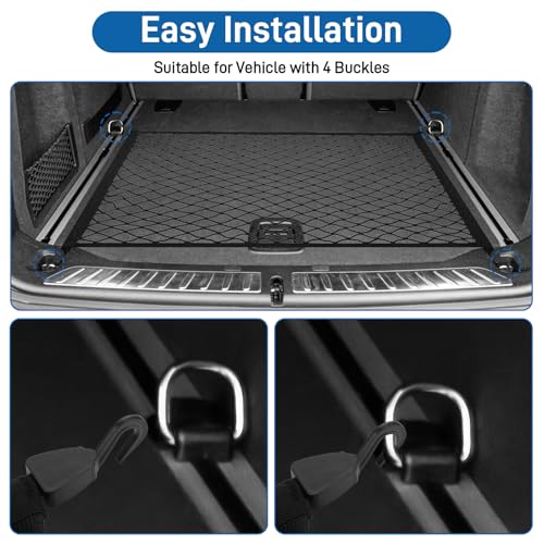 Yimomoyi Groß Gepäcknetz Auto, Kofferraumnetz 100X80cm Erstreckt Sich auf 210x140cm, Kofferraum Netz Mit 4 Haken, Gepäcknetz Wohnmobil für die Meisten Autos, Elastischer Rand hält Lasten Fester