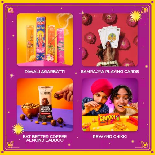 Image of Phool 15 Item Samudra Manthan Lakshmi Diwali Gift Box with Chocloate Ladoo, Bombay Chikky, Diya, Candles, Incense, Poojan Kit | Gift Hamper for Family & Friends and corporte Gifting