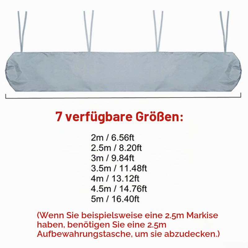 Zoegneer Markisen-Aufbewahrungstasche, Markisen-Abdeckung für den Außenbereich, Garten, Terrasse (grau)