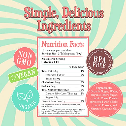 Image of Wabry Organic Chocolate Hazelnut Syrup - 15.5oz (439g), Natural Chocolate Syrup for Pancakes and Waffles, Drinks and Ice cream, Vegan Mocha Syrup for Coffee, Non-GMO & Dye-Free - BPA Free Bottle