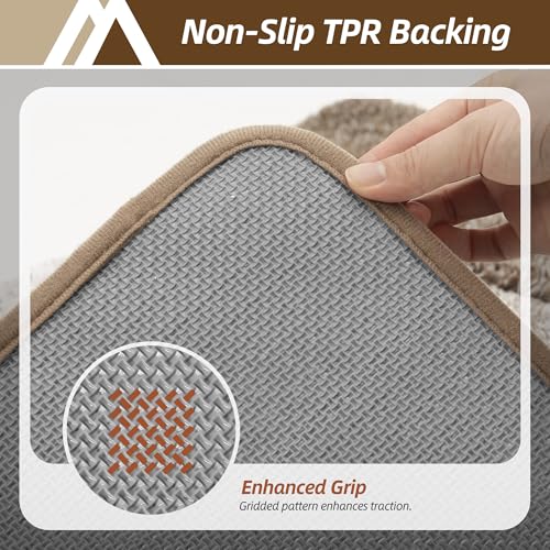COSY HOMEER Toilet Rugs U-Shaped 24"x20", Ultra Soft Absorbent Bath Mat with Non-Slip TPR Backing, Machine Washable Shaggy Rug for Toilet, Brown — view 4