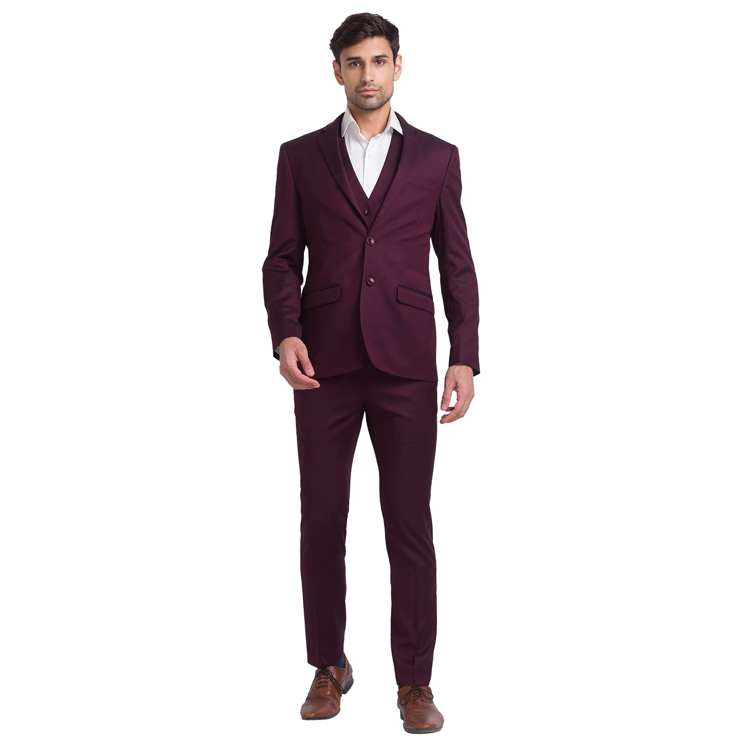park avenue Men's Super Slim Fit Terry Rayon Blend Peak Lapel Jacquard Pattern Full Sleeve Dark Blue Ceremonial Suit-picture-12