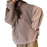 [1/2plus] ニブンノイチプラス パーカー 熊耳 くま耳 フリース もこもこ アウター フード 付き ふわもこ プルオーバー おもしろ レディース (紫,M)