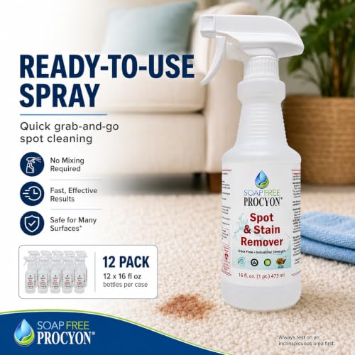 Soap Free Procyon Spot & Stain Remover 12 Pack 16 oz miniatura 2