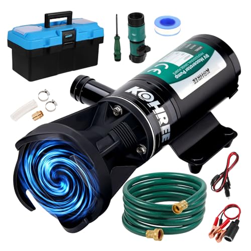 10 Reviews of the Best Rv Macerator Pump for Efficient Waste 7 Kohree RV Macerator Pump 12V, 12GPM Quick-Release Self-Priming Macerator Pump for RV, RV Waste Pump Kit with Hose Fittings, RV Black Water Hose, Storage Box, RV Accessories for Camper