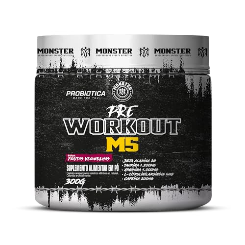 Probiótica Pré-Treino M5 Monster Pote 300g Frutas Vermelhas
