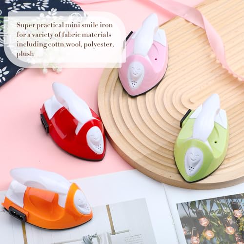 Zhehao 4 Pcs Mini Craft Iron Portable Handy small Heat Transfer Machine with Charging Base Accessories for DIY Clothes Beads Patch Bag Hat Vinyl Projects (Light Pink, Bright Red, Fruit Green, Orange)
