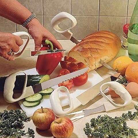 Homecraft Reflex Carving Utensils, Preparation Knife, Lightweight Closed Finger Cutting Tools, Helps With Grip For Weakened Hand and Minimizes Movements of the Wrist With Angled Blade Cover