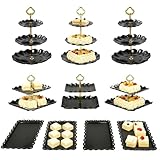 Dniieo 10 Juego de Soportes para Pastel, Juego de Bases para Postres de Plástico con Múltiples Estilos de Combinación,...