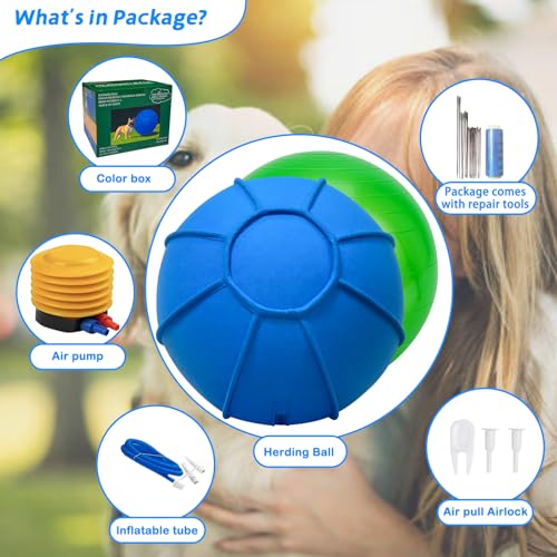 herding ball for dogs 18 inch dual layered herding dog ball set for australian shepherd cattle collie for dog agility equipment- free training book
