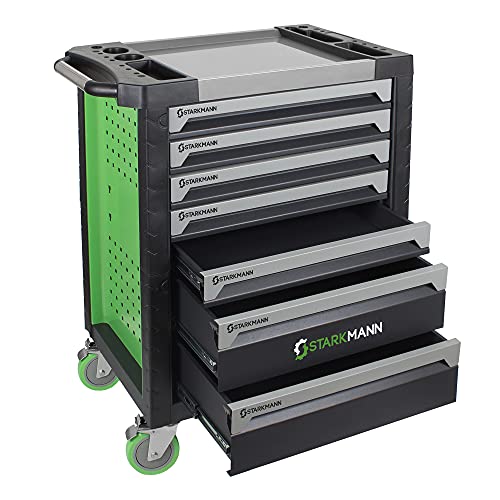 STARKMANN Blackline Werkzeugwagen 7 Schubladen inklusive 599 TLG. Werkzeugset | Werkstattwagen mit Steckschlüssel-Satz Knarrenkasten Nußkasten Ratschenkasten – Bild 6