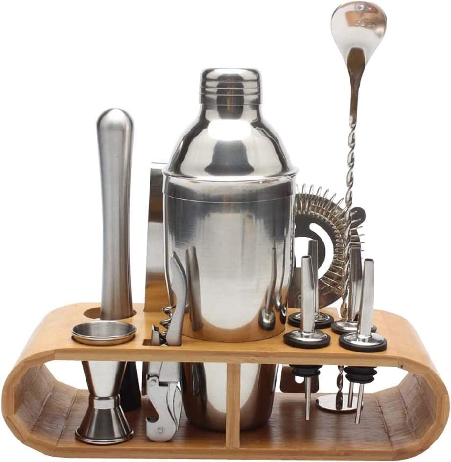 Kit con Soporte para Barra, coctelera y Set para Mezclar Bebidas - Herramientas de Barra, coctelera, el Mejor Kit de Barman para Principiantes, Utensilios de Cocina