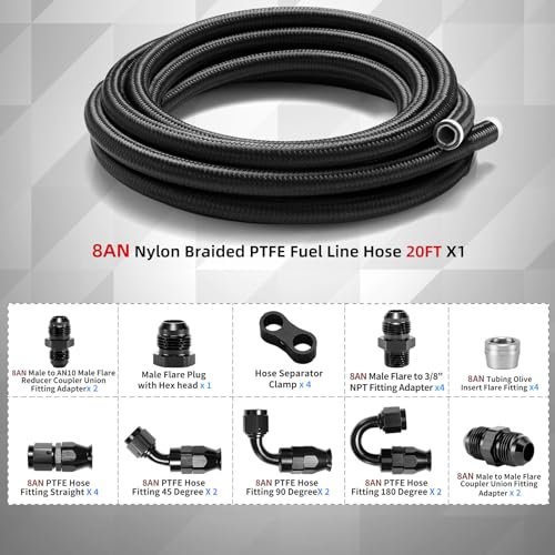 Snapklik.com : BRIFITOR 8AN 20FT PTFE Fuel Line Kit, E85 Nylon ...