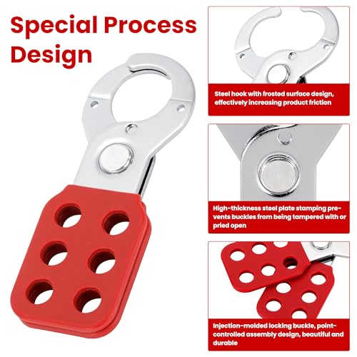 TOKCKYBL Lock Out Tag Out Hasp, Steel Tamper-Proof Loto Hasp with Extended Jaw, Safety Lockout Kit with 6 Holes Interlock, Padlock Latch(6 Pack ,Red) - Image 4
