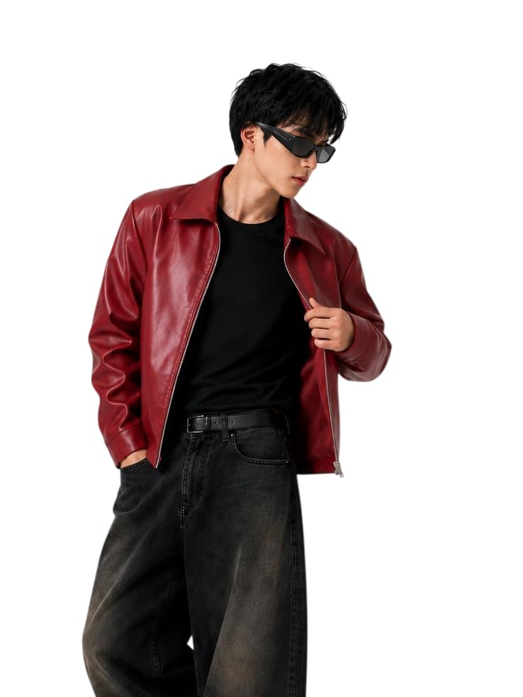 EXOTIX Burgundy Leather Jacket for Men - Image 1