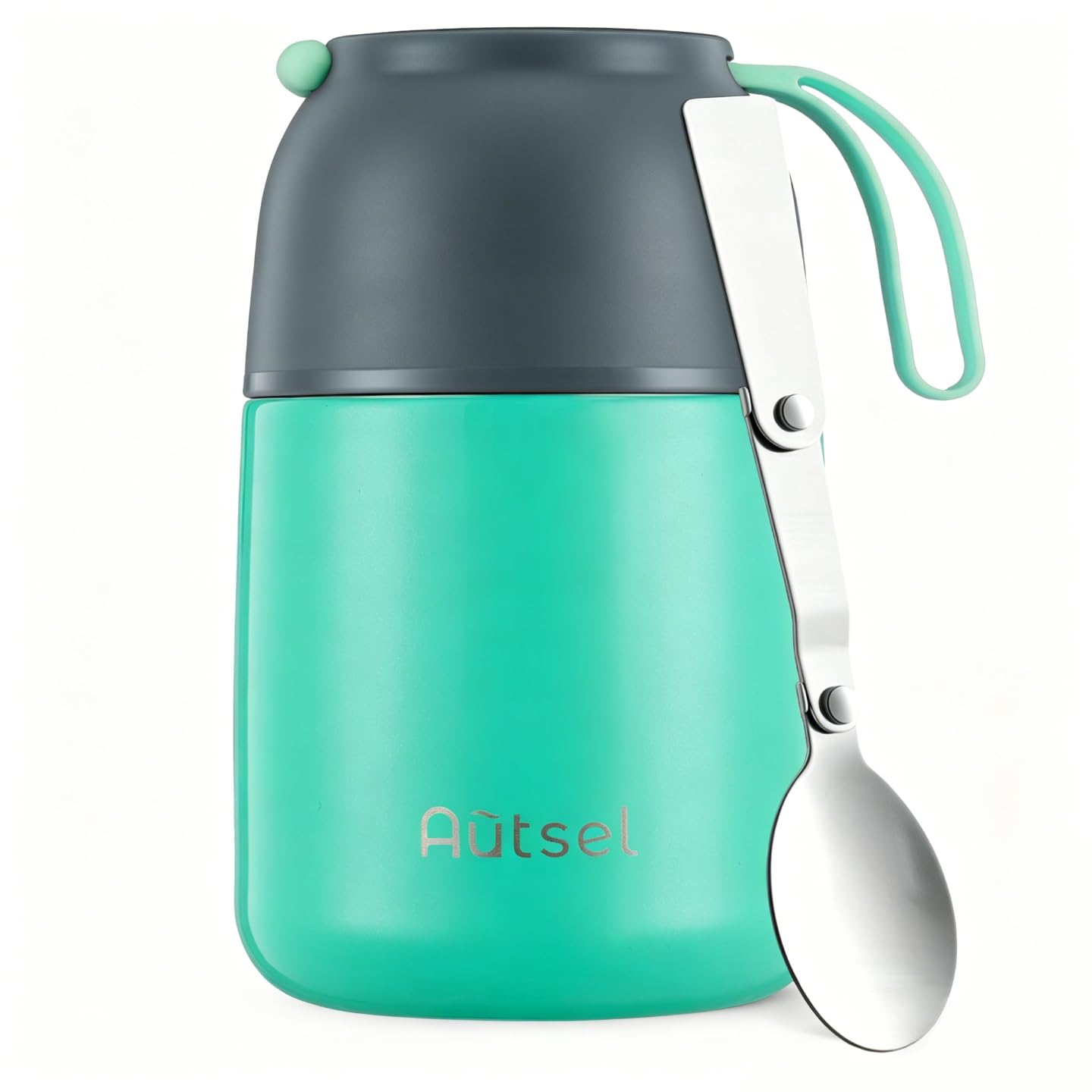 Autsel Food Flask for Cold/Hot Food, 500ml Thermal Soup Flask, Insulated Food Container, Stainless Steel Food Jar with Folding Spoon - Keep 12h Cold & Hot