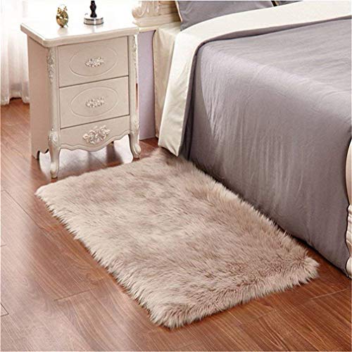 Tapis de salon Kaihong en peau de mouton - Modern - Modern salon - Poils longs - Aspect peau de mouton - Confortable, Polyester, marron, 50x150cm