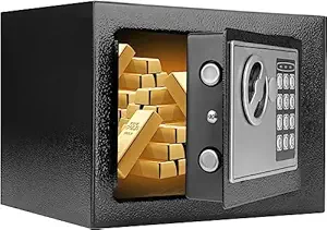 SAMJU Small Money Safe Box Digital Security Safe Box with Keypad for Jewellery Money Valuables, Lock Safe Cabinet for Home, Office and Hotel