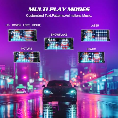 Image of UBH14''x4'' Pre-Made Animations & Customizable Text Led Sticker Car Window, Bluetooth APP Control Scrolling, Custom, Flexible Led Matrix Panel for Car Store Hotel ( size - 35*10 cm ) ( 14 x 4 inch)