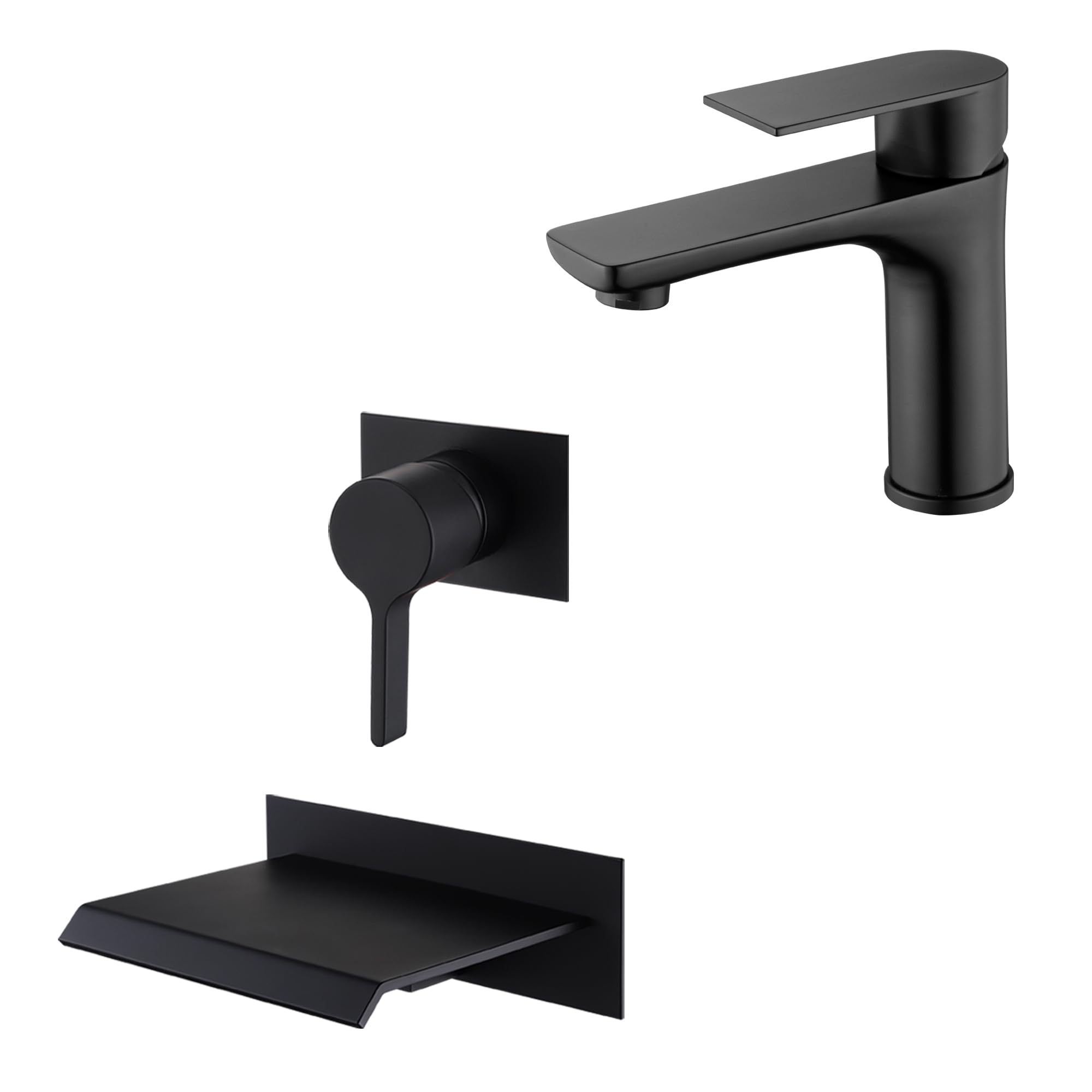 Hcfyauis Wall Mount Tub Faucet S2140dw + Bathroom Sink Faucet S1425-Mb