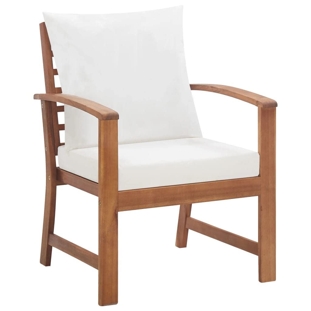 vidaXL Muebles de Jardín 4 Piezas con Cojines Mobiliario Muebles Terraza Decoración Casa Hogar Bricolaje Balcón Sillas Mesas Madera Acacia Maciza