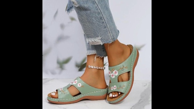 Mules Femmes Été Sandales Cuir Confortables Orthopediques Bout Ouvert Plateforme