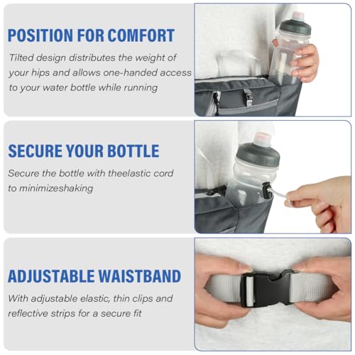 HOTUT Riñoneras Running, Cinturón Deportivo con Porta Botella, Cinturón para Correr Ajustable Almacenamiento Seguro, Riñonera Deportiva Hombre y Mujer para Móvil Correr, Fitness, Viaje(Verde) - imagen 6