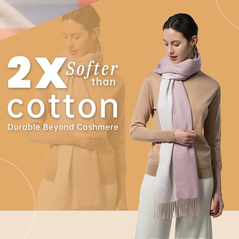 Merino Wool Alpaca Winter Scarf for Women, Australian Pashmina Wraps, Soft Cashmere Feel Shawls Holiday Gift - Image 3