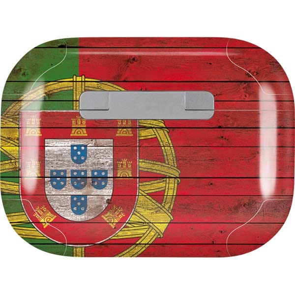 Skinit Decal Audio Skin Compatible with Apple AirPods Pro (2rd Gen, 2022) - Skinit Originally Designed Portuguese Flag Dark Wood Design