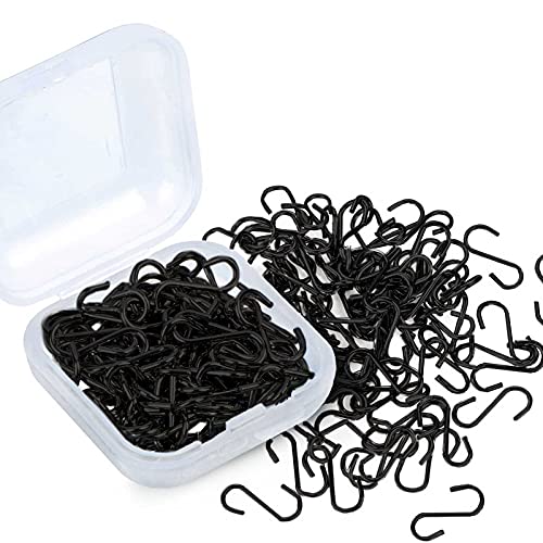 Shappy 200 Pieces 0.55 Inch Mini S Hooks Connectors S-Shaped Wire Hook With Storage Box For Diy Crafts, Hanging Jewelry, Key Chain, Tags (Black) #TOP22