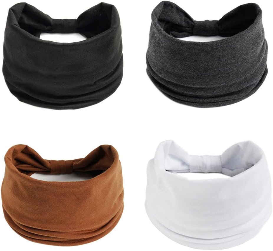 ORiTi Wide Headbands for Women Non Slip Stylish Head Bands Boho Thick Large Headwraps for Wigs Cute Hair Bands Stretchy Fashion Summer Hair Accessories 4 Pack