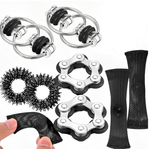 XPEX 8 Stück Fidget Toys Set - Gewebter Netzschlauch, Stressabbauringe,...