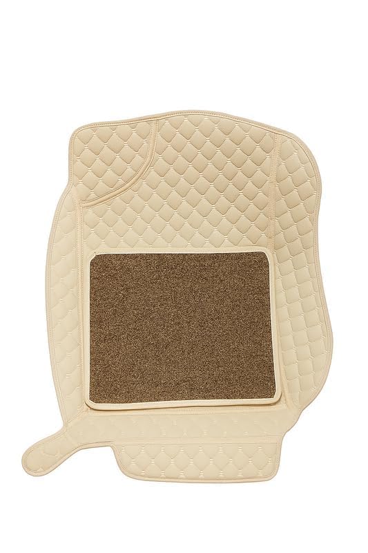 Image of 7D car mat Full Set for Mahindra XUV 7XO AX7 (7 Seater) || Luxury Leather Double Car Floor Mat Complete Set || 100% Waterproof and Washable || Color : Beige