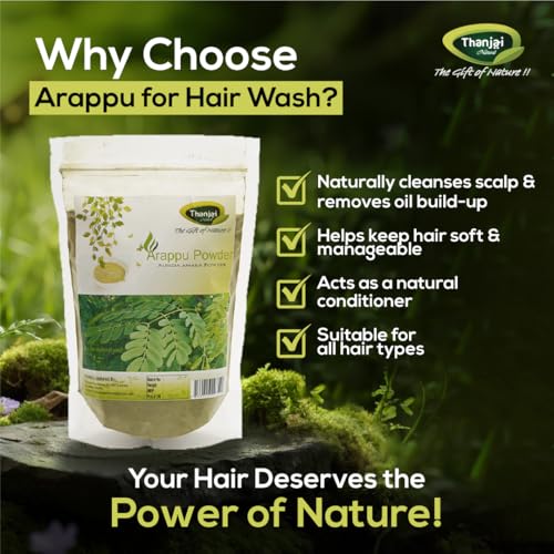 Image of Thanjai Natural Arappu Powder 500g Pouch 100% Natural Albizia Amara Arappu Powder Traditional Hair wash & Hair conditioner