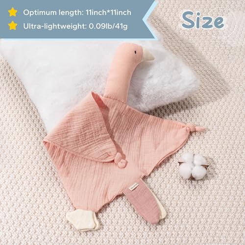 Image of ZIGJOY Baby Lovey Muslin Cotton Baby Security Blanket Soft Breathable Lovies for Babies Gifts for Newborn Infant Toddler Boys and Girls, Swan Pink