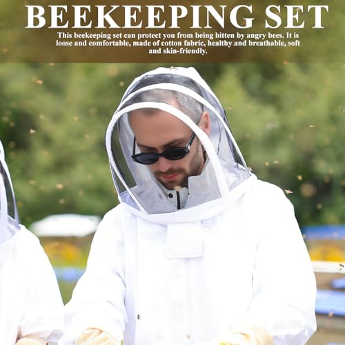 Imkeranzug Imkerei Anzug Ganzkörper Schutzanzug Schutzbekleidung mit Schleier, Kapuze, Handschuhe, Schutz Bienen-Outfit für den Garten und Imkereibedarf (XL)