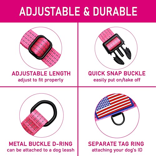 Luckydc Martingale Collar For Training Dogs. Adjustable Reflective Collars With Buckle-Usa Flag- No Pull-Prevents Slipping Out, For Medium Large Xl Dogs. Helps With Strong Pullers (Xl, Pink) #TOP3