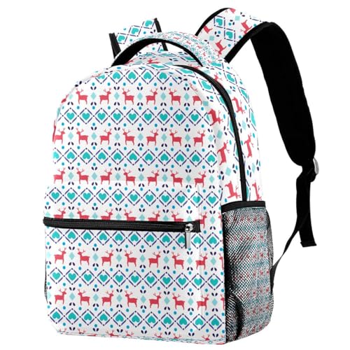 Sac à dos d'école pour filles et garçons, grand sac multicolore de 40cm motif cœur