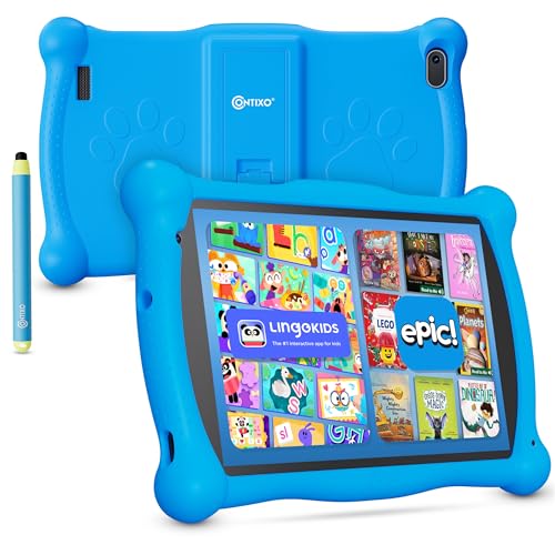Contixo Kids Tablet V10-7 inch HD, Child Android Tablet with Dual Camera, Parental Control, 32GB, WiFi, Pre-Loaded Learning Games & Educational Apps, Kid-Proof Case & Stylus - Blue