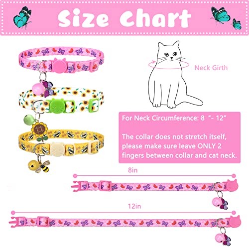 Vkpetfr Breakaway Cat Collars With Bell & Cute Pendants - 3 Pack Adjustable Safety Kitten Collars - Summer Decoration For Girl Boy Cats Puppy And Small Pets #TOP4
