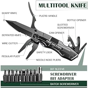 ETEH Gifts for Dad from Daughter Son - Fathers Day Birthday, Multitool Knife 'BEST DAD EVER', Multi-tool for Climbing, Camping, Cycling, Hiking - Stainless Steel ETEH Gifts for Dad from Daughter Son Fathers Day Birthday Multitool Knife BEST DAD EVER Multi tool for Climbing Camping Cycling Hiking Stainless Steel