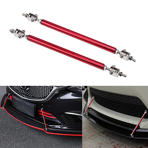 Xotic Tech 2pc Adjustable 10"-13" Front Bumper Lip Splitter Diffuser Strut Rod Tie Bars Compatible with Most Vehicles [Red]
