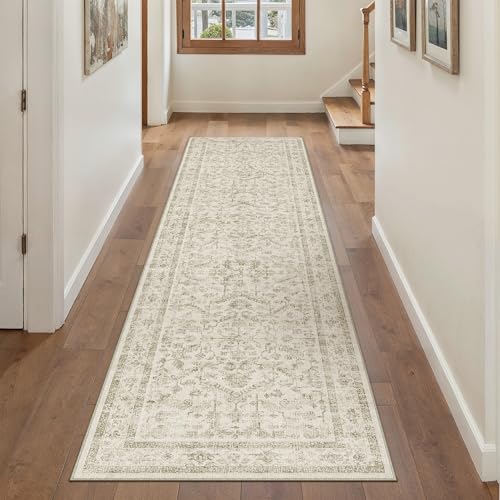 Purecozy Vintage Alfombra Pasillo 60x240cm Beige Cocina Lavables En Lavadora Antideslizante Alfombras Habitacion Pie De Cama Dormitorio Comedor Larga Carpet Pelo Corto Rug